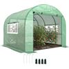 Outsunny Serra da Giardino a Tunnel 3x3x2 m con Porte e Finestre Avvolgibili, Serra per Orto con Struttura in Acciaio e Copertura PE, per Orto Verdure Fiori Frutta, Anti UV, Verde