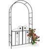 Relaxdays Arco per Rose con Cancello in Ferro, Struttura per Piante e Fiori Rampicanti, HLP: 228 x 116 x 36,5 cm, Nero