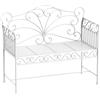 Outsunny Panchina da Esterno a 2 Posti, Panchina Biposto da Giardino Stile Romantico Ferro 111 x 50 x 98cm Bianco