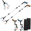 BlyeMichdi 2 Pezzi Pinza telescopica Pieghevole 109cm, Testa Rotante 360° Pinza Prensile in Alluminio, Bastone Raccogli Rifiuti, Raccoglitore di Immondizia con Punte Magnetiche (Blu+Arancione)