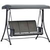 Outsunny Dondolo 3 Posti da Giardino o Terrazzo con Tettuccio Regolabile e Tasche Portaoggetti Grigio Scuro 196x128x172cm