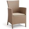 Keter Poltrona da Giardino Iowa in Resina Effetto Rattan con Cuscino, Ideale per Balcone, Terrazzo o Patio, Resistente ai Raggi UV, Cappuccino, 62x60x89H cm