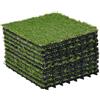 Outsunny Piastrelle da Giardino con Erba Sintetica 30x30cm 10 Pezzi, Prato Artificiale Realistico, Verde