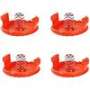 Generic PILO Pack of 4 Covers, Line Cap, Cover Replacement Springs for Trimmer Spool, Black Decker, RC-100-P Lawnmower, plastica