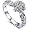PRDECE Crystal Zircon Rings Women Silver Single Full Diamond Zircon Ring Fashion Trend Ring Ladies Jewelry Diamond Rings for Women Wedding Jewelry Gift (8,A)