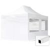 TOOLPORT Gazebo Pieghevole Giardino 3x4,5m - 4 Laterali (finestre panoramiche) Telo 700N Poliestere Idrorepellente Padiglione Mercati Sagre Bianco