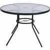 Este Tavolo Tondo da Esterno 100 cm in Acciaio al Carbonio, Top in Vetro temperato Effetto martellato, Antracite, Esté