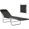 Outsunny Lettino Prendisole Pieghevole con Schienale Reclinabile e Cuscino, Sdraio da Giardino, Spiaggia e Campeggio, Nero