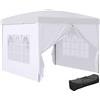 Outsunny Gazebo Pieghevole 3x3 Pop Up con 2 Porte, in Acciaio Bianco
