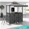 RELAX4LIFE Tenda per Barbecue, con Tavolo da Bar, 2 Sedie Pieghevoli, Tenda Laterale, Scaffali, 4 Portabicchieri e Gancio, Tenda con Tetto Doppio per Terrazza, Patio (Grigio)