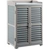 Wiltec Armadietto grigio da esterno con piano di lavoro per giradinaggio, Mobile da giardino
