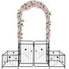 DeFacto DF-RS-57 - Arco per rose con porta e porta per traliccio da giardino, antiruggine, 202/102 x 50 x 220 cm, in metallo, cancello bloccabile, colore: nero