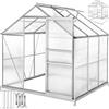 tectake® Serra da Giardino con Telaio in Alluminio Anodizzato, Serra per Orto con Lastre Termoisolanti, Serra con Porta Scorrevole, Finestra a Tetto per Ventilazione, Base Stabile, 190x185x195 cm