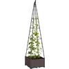 Outsunny Fioriera con griglia metallica, fioriera da esterno per piante rampicanti, vaso in PP con fori di drenaggio e tappi, fioriera rialzata per giardino, patio, 40x40x175 cm, nero