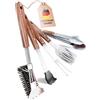 LIKAYA® Set di posate per barbecue Premium [5 lg] in acciaio inox con manico in legno di acacia (pinza per barbecue, paletta, spazzola per barbecue, forchetta e pennello per barbecue). Strumento
