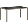 vidaXL Tavolo Giardino Piano Vetro Grigio Chiaro 150x90x75 Polyrattan