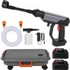 Eznaobo Rondella ad alta pressione a batteria con serbatoio dell'acqua pieghevole, 21 V, pistola ad alta pressione senza fili con 2 batterie 15000 mAh, ugello 6 in 1, max. 30 bar, idropulitrice per auto