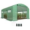 Outsunny Serra a tunnel 4x3x2 m con 3 porte scorrevoli 6 finestre Copertura in PE 140g/m² Struttura in acciaio zincato per la coltivazione di piante e fiori Verde