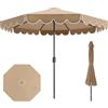 KOMFOTTEU Ombrellone da Giardino 3 x 3 m, Ombrellone Parasole con Manovella e Balze, Inclinabile a 35°, con 8 Osse per Esterno da Balcone, Spiaggia, Terrazzo (Marrone)