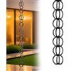 Poxvythb Catena da Pioggia Antica per Giardino, a Anelli Circolari per Raccolta Acqua e Sostituzione Grondaie con Fontana DecorativaNero(3m)