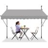 LZQ - Tenda da sole a clip per balcone, tenda retrattile manuale, manovella, regolabile in altezza, resistente ai raggi UV, senza fori, 100% poliestere, grigio, 200 x 120 cm