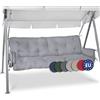 Beautissu Cuscini per dondoli e altalene da giardino Flair HS - 180x50x8 cm - 2 braccioli e un soffice cuscino grande - Antracite