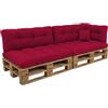 POKAR Set di Cuscini per Europallet Imbottito da 6 pezzi: 2x Sedile 120x80cm +2x Schienale 120x40cm +1x Laterale 60x40cm +1x decorativo 40x40cm, per Divano da Giardino, senza Pallet, Rosso Scuro