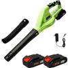 UOEONR Soffiatore senza fili 21 V, soffiatore a batteria con batteria e caricatore rapido, volume aria: 8 m/min, velocità a vuoto: 0-15000 giri/min, 2 velocità, portatile 1,6 kg per giardini (batteria*2)
