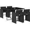 vidaXL Set da Pranzo da Giardino 5 pz Nero con Cuscini in Polyrattan