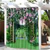 Treer 3D Tenda da Esterno Impermeabile con Occhielli, Tende per Gazebo Balcone Esterno Oscurante, Tende per Esterni con Anelli 1 Pannello, per Pergolato, Cortile (W132*L213cm,Piante da Muro C)