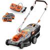 Fuxtec Tagliaerba Elettrico a Batteria FUXTEC E2RM37-40V (2x20V), Larghezza di Taglio 37cm, Altezza Regolabile, Senza Fili - Set con Batteria e Caricabatterie Inclusi