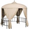 DecHome - Gazebo 3 mt Gazebo Giardino Rotondo in Metallo/Tessuto con Tende colore Beige