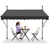 LZQ Tenda da sole per balcone, retrattile manuale, manovella, regolabile in altezza, resistente ai raggi UV, senza foratura, 100% poliestere, grigio scuro, 250 x 120 cm