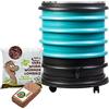 WORMbox | Vermicompostaggio 4 Vassoi Turchese + 500g di Vermi Lombrichi / 1000 pz. + 1 Cocco | 64L | Compost di Rifiuti Organici Compostiera Vermifuga Lombricompostiera | Lombrichi = Humus lombrico