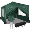WOLTU Gazebo da Giardino 3x3m con Pannelli Laterali sacchi di sabbia Verde | UPF 50+ UV, impermeabile, altezza regolabile, stabile, con borsa trasporto, Giardino