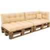 POKAR Set di Cuscini per Europallet Impermeabile da 6 pezzi: 2x 120x80 + 2x 120x40 + 1x 60x40 + 1x 40x40, per Divano da Giardino, senza Pallet, Beige