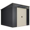 Wasabi - Casetta di Giardino Esterno 5,6 m2 Stark - 236x238x203cm - Lucernario in Policarbonato - Grigio Antracite e Beige - Porta Scorrevole Doppia - Tetto Inclinato - Capanno di Metallo Esterno