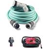 FITT IKON PLUS 15m Kit con Tubo Acqua da Giardino Estensibile, Leggero con Pistola Multigetto, Adattatore rubinetto e Supporto, Aquamarine