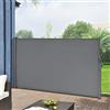 pro.tec Paravento Estraibile 180x300 cm Frangivento in Tessuto per Patio Giardino Schermo Solare Verticale Barriera Privacy - Grigio Medio