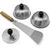 Grillrost.com Das Original Set da Hamburger per Hamburger Perfetti da Piastra e plancha - 1 frantumatore | 1 Machete da griglia | 2 Campane da Hamburger