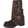 lozssnigzi Stivali Biker Donna, in Pelle Camoscio Invernali Stivaletti Con Tacco E Risvolto Stivali Bassi Boots Tinta Unita Stivaletto Scarpe Eleganti E Comodi, 36-43