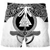 ALPTEC Pantaloncini estivi vichinghi per uomo Pantaloncini da spiaggia con motivo a corvo nordico Odin Pantaloncini sportivi ad asciugatura rapida Pantaloncini da bagno con stampa 3D ( Color : Crow A , Size