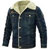 Vhersily Giacca Di Jeans Da Uomo Trucker Jacket Sherpa Giacca In Pile Foderata In Pelliccia Di Orsacchiotto Denim Vintage Stand Collar Alla Moda Autunno Inverno Streetwear Leggero Regalo Capodanno