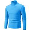 Oanviso Maglione Collo Alto da Uomo a Maniche Lunghe in Maglia Fine Slim Fit Basic Dolcevita Maglione a Coste Caldo Elastico Maglione Autunno Inverno Pullover Maglioni A Blu Chiaro XL
