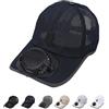 Generico Cappello con Ventola,Cappello con Ventilatore Solare,3 Livelli di velocità del Vento,Ricarica Solare/USB,Cappello da Sole Traspirante (Blu Navy,Taglia Unica)