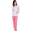 Leo Corsetteria Pigiama Donna Cotone Maglina Manica Lunga Aperto Tasche Linclalor 73251 Taglia 54 Colore 5 Verde Fiori Fuxia