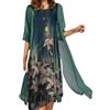 Costaric Abito midi da donna floreale con giacca, set da 2 pezzi con maniche a 3/4, abito estivo in chiffon per cocktail, matrimoni, ospiti, C6 Viola, 3XL