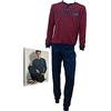 Sergio Tacchini Pigiama Uomo Invernale, Pigiama Uomo Caldo Cotone, Tuta Uomo Casa (34810 Bordeaux, L)