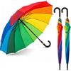 081 Store - 2 PEZZI Ombrello Pioggia Grande 122 cm Antivento - Ombrello Arcobaleno Lungo Automatico con 16 Stecche Resistenti, Impermeabile, Manico Curvo Antiscivolo