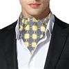 Remo Sartori - Foulard Uomo Ascot Doppia Pala in Seta Fantasia Geometrica Giallo Limone, Made in Italy